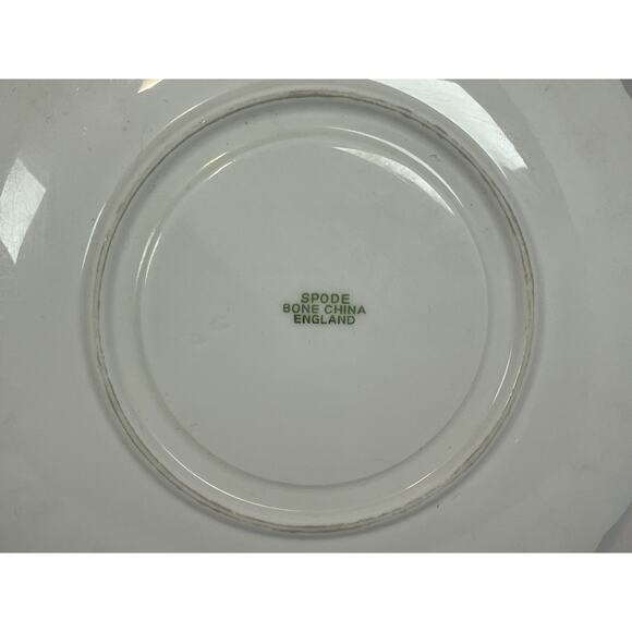 Spode Green Coral Cream Soup Bowl & Saucer Set Gold Trim EUC Rare Vintage - Picture 8 of 12